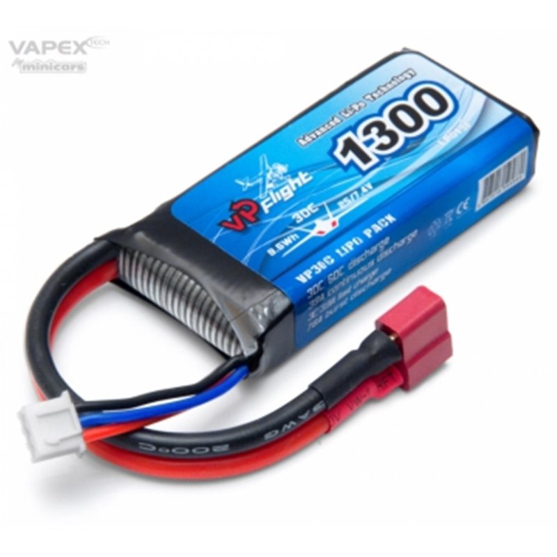 Li-Po Batteri 2S 7,4V 1300mAh 30C T-Kontakt