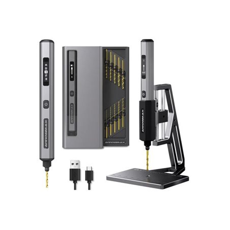 Arrowmax SDS Mini Drill With Alu Case + Benchtop Drill Press (Black)