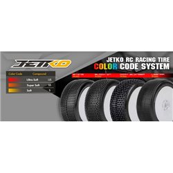 Jetko Sting Super Soft 1:8 Buggy Pre-glued White Revo Rims (2)