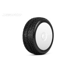 Jetko Dirt Slinger Super Soft 1:8 Buggy Pre-glued White Revo Rims (2)