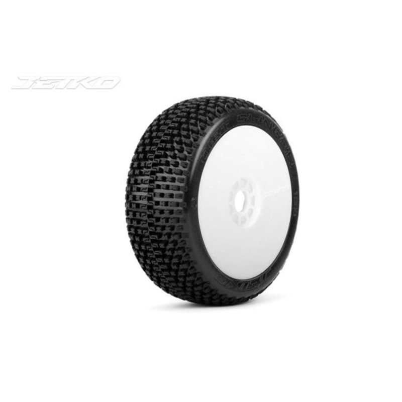 Jetko Dirt Slinger Super Soft 1:8 Buggy Pre-glued White Revo Rims (2)