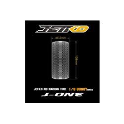 Jetko J One Comp. Ultra Soft Belted 1:8 Buggy on White Revo Rims (2)