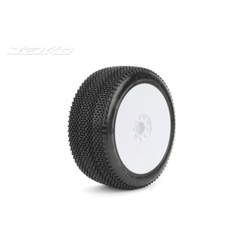 Jetko J Ten COMPOSITE SOFT 1:8 Buggy Tyres White Rims (2)