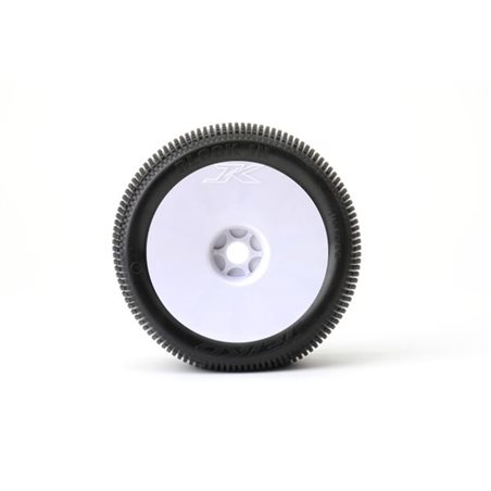 Jetko Block In Soft 1:8 Truggy Pre-glued on White Rims (2)