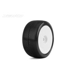 Jetko Desirer Soft 1:8 Truggy Pre-glued on White Rims (2)