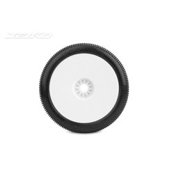 Jetko Desirer Super Soft 1:8 Truggy Pre-glued on White Rims (2)