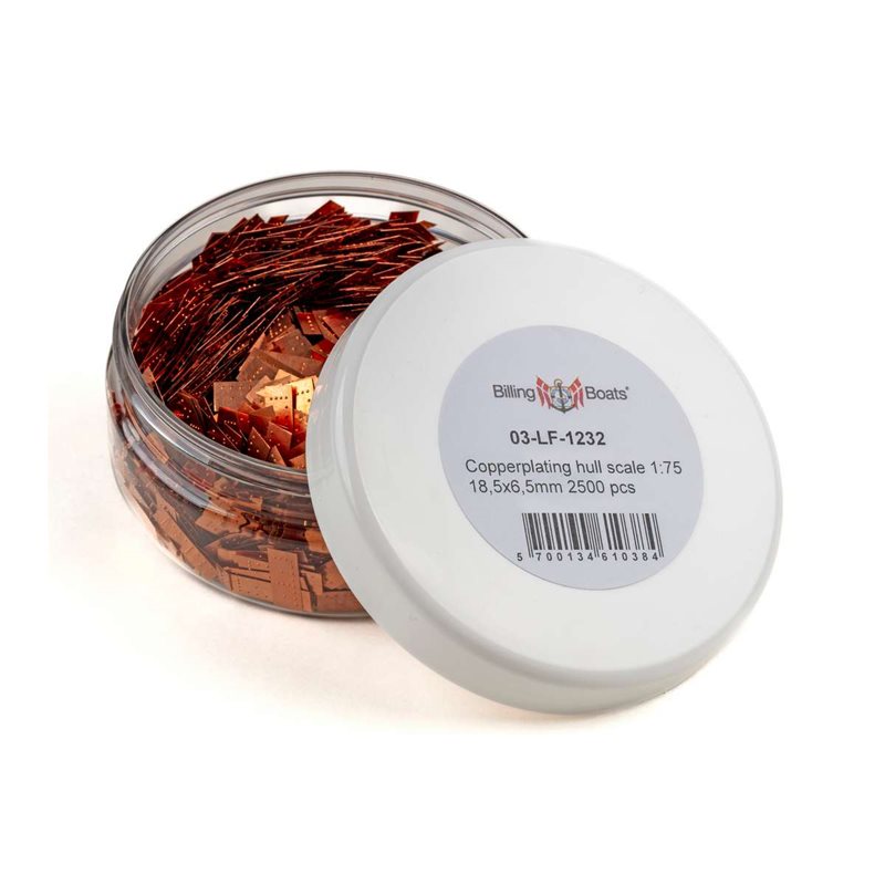 Copperplating hull scale1:75/ 18,5x6,5 mm 2500 pcs