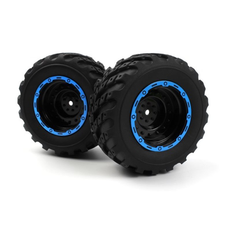 Smyter MT Wheels/Tires Assy (Black/Blue/2pcs)