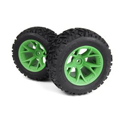 Mounted Linebacker Tire on MT Wheel (Green/2pcs)