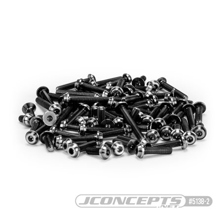 JConcepts - RC10B7 Titanium top hat screw set, upper (black) - 77pc