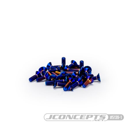 JConcepts - RC10B7 Titanium screw set, lower (blue) - 32pc