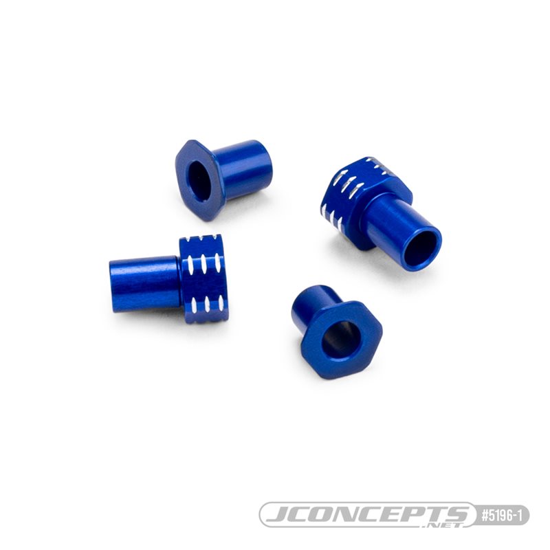 JConcepts - RC10B7 aluminum caster hat bushings, 0 and 3mm, 4pc - blue