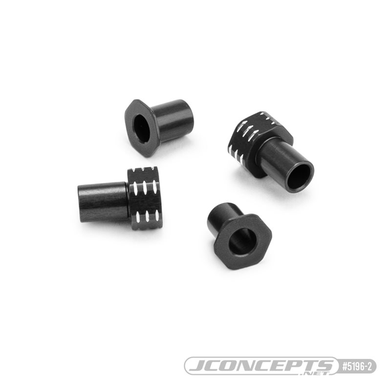 JConcepts - RC10B7 aluminum caster hat bushings, 0 and 3mm, 4pc - black JConcepts - RC10B7 aluminum caster hat bushings, 0 and 3mm, 4pc - black