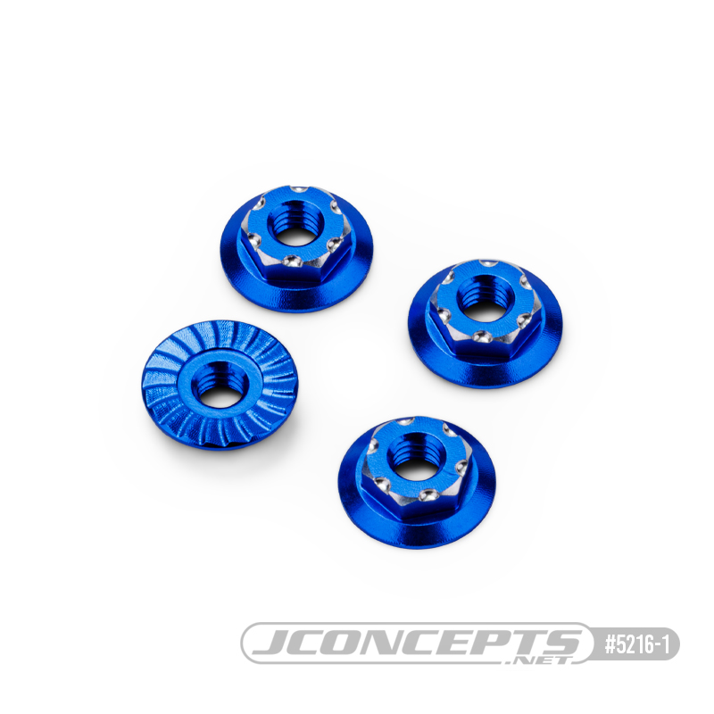 JConcepts - RC10B7 M4 low-profile aluminum wheel nut - blue, 4pc