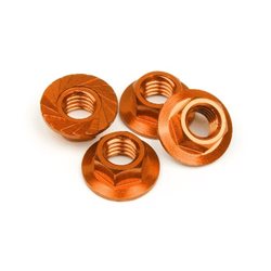 Serrated Flange Nut M4 (Orange/4Pcs)