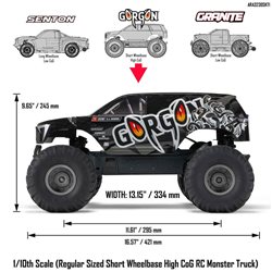 1/10 GORGON 2WD RTA Kit Brushed Monster Truck (Battery & Charger Included) Gun Metal