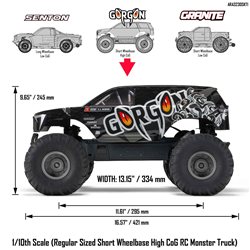 1/10 GORGON 2WD RTA Kit Brushed Monster Truck (Battery & Charger Included) Gun Metal