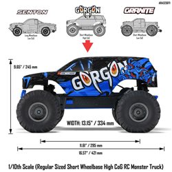 1/10 GORGON 2WD RTR Brushed Monster Truck Blue