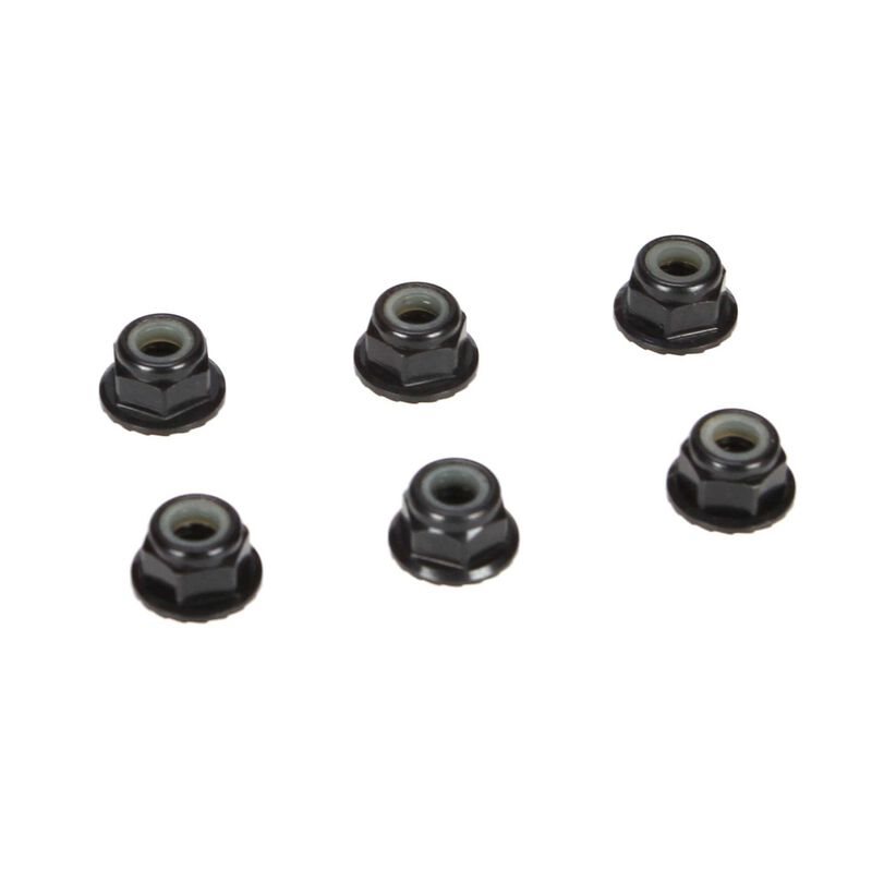 4mm Aluminum Serrated Lock Nuts Black (6)