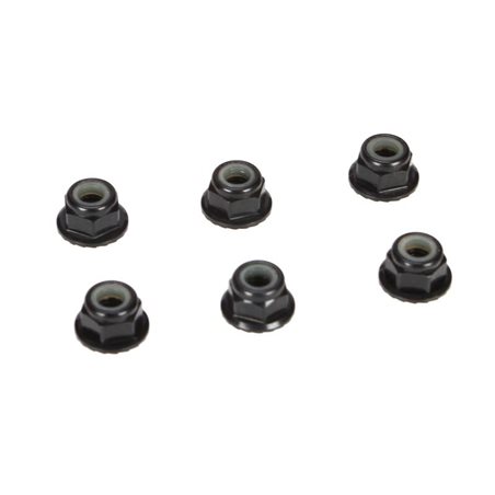 4mm Aluminum Serrated Lock Nuts Black (6)