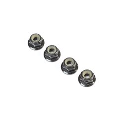 Black Aluminum Flanged Locknut M4 x 0.7mm x 7mm (4)