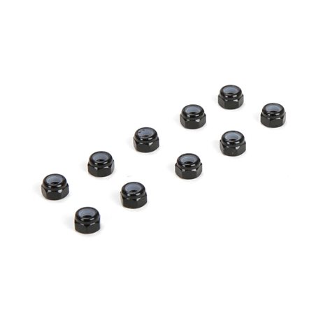 M3 Aluminum Lock Nuts Black (10)