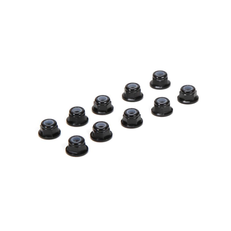 M3 Flanged Aluminum Lock Nuts Black (10)