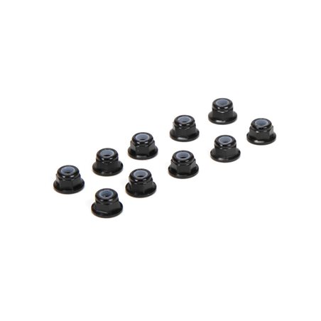 M3 Flanged Aluminum Lock Nuts Black (10)