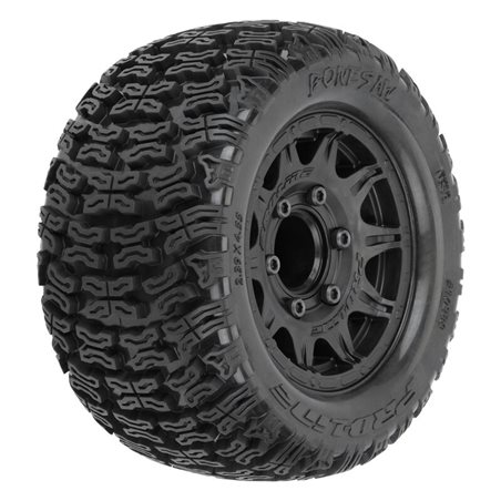 Bonesaw 2.8" All-Terrain Truck Tires Mounted on Raid Black 6x30 Removable Hex (12mm & 14mm) Wheels (2) for Vorteks 4x4 and other