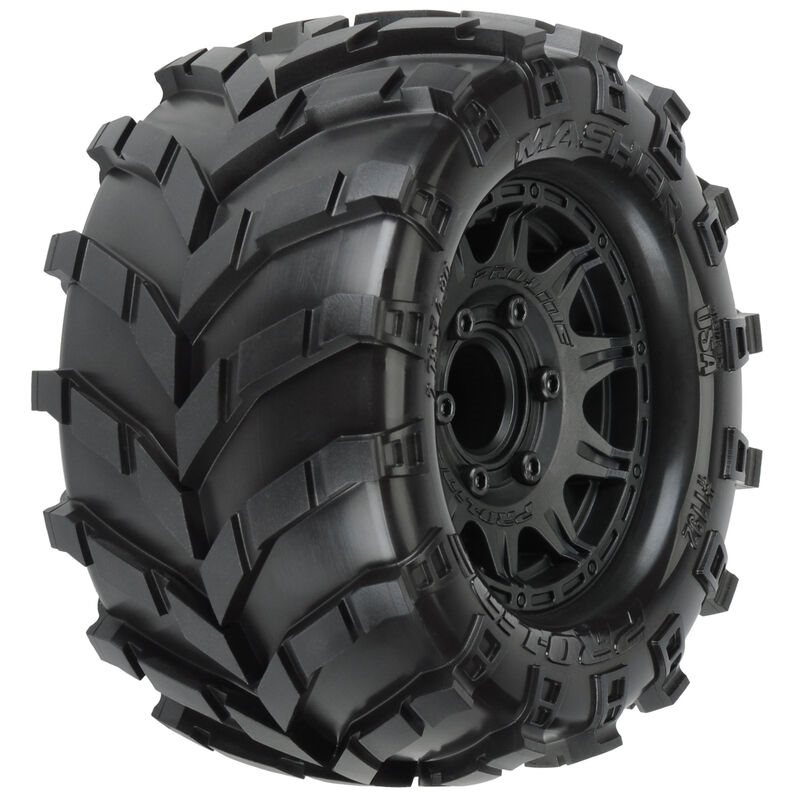 Pro-Line Racing 1/10 Masher F/R 2.8 MT Tires Mounted 12mm/14mm Black Raid (2)
