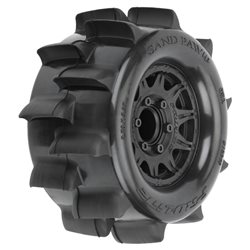 Sand Paw HP BELTED 2.8" Sand Truck Tires Mounted on Raid Black 6x30 Removable Hex (12mm & 14mm) Wheels (2)