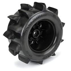 Sand Paw HP BELTED 2.8" Sand Truck Tires Mounted on Raid Black 6x30 Removable Hex (12mm & 14mm) Wheels (2)