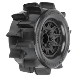 Sand Paw HP BELTED 2.8" Sand Truck Tires Mounted on Raid Black 6x30 Removable Hex (12mm & 14mm) Wheels (2)