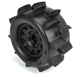 Sand Paw HP BELTED 2.8" Sand Truck Tires Mounted on Raid Black 6x30 Removable Hex (12mm & 14mm) Wheels (2)