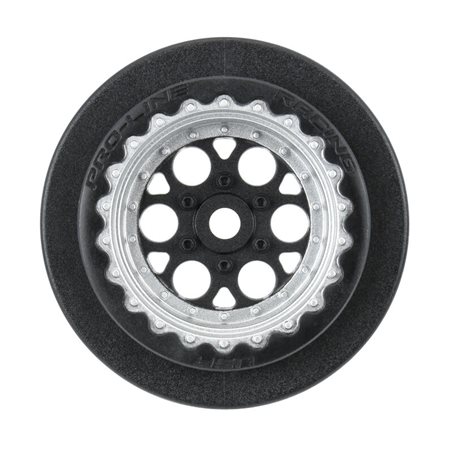 Showtime+ Black/Silver Wheels (2) for Losi Mini No-Prep Drag Car Rear