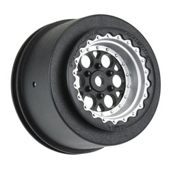 Showtime+ Black/Silver Wheels (2) for Losi Mini No-Prep Drag Car Rear