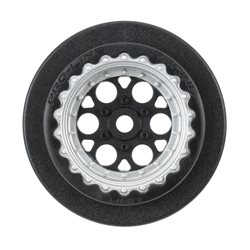 Showtime+ Black/Silver Wheels (2) for Losi Mini No-Prep Drag Car Rear