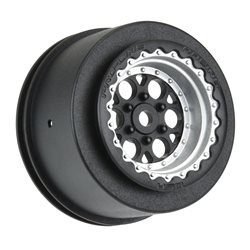 Showtime+ Black/Silver Wheels (2) for Losi Mini No-Prep Drag Car Rear