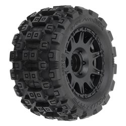 Badlands MX 1.85" All-Terrain Truck Tires (4) Mounted on Raid Black 12mm Hex Wheels for Granite GROM 4x4 Front or Rear