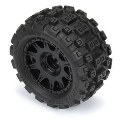 Badlands MX 1.85" All-Terrain Truck Tires (4) Mounted on Raid Black 12mm Hex Wheels for Granite GROM 4x4 Front or Rear