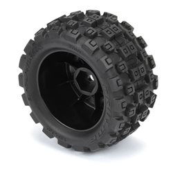 Badlands MX 1.85" All-Terrain Truck Tires (4) Mounted on Raid Black 12mm Hex Wheels for Granite GROM 4x4 Front or Rear