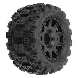Badlands MX 1.85" All-Terrain Truck Tires (4) Mounted on Raid Black 12mm Hex Wheels for Granite GROM 4x4 Front or Rear