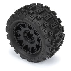 Badlands MX 1.85" All-Terrain Truck Tires (4) Mounted on Raid Black 12mm Hex Wheels for Granite GROM 4x4 Front or Rear