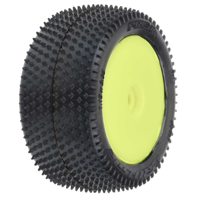 Pro-Line Racing 1/18 Prism Rear Carpet Mini-B Tires Mounted 8mm Yellow Wheels (2)