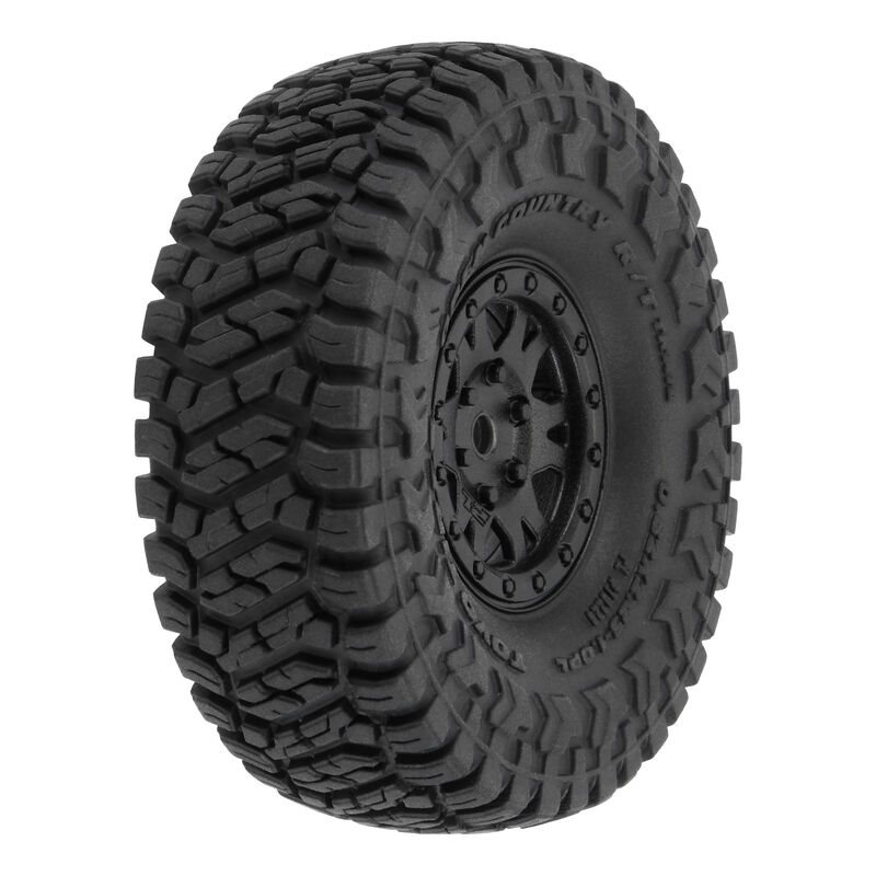 Toyo Open Country R/T Trail 1.0" Tires Mounted on Mini Impulse Black Internal Bead-Loc 7mm Hex Wheels (4) for SCX24 Front or Rea