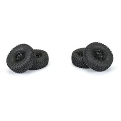 Toyo Open Country R/T Trail 1.0" Tires Mounted on Mini Impulse Black Internal Bead-Loc 7mm Hex Wheels (4) for SCX24 Front or Rea