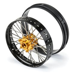 1/4 Pro-Spec Aluminum V2 Bead Front Wheel, Assembled, Black/Gold: Promoto-MX