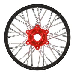 1/4 Pro-Spec Aluminum V2 Bead Rear Wheel, Assembled, Black/Red: Promoto-MX