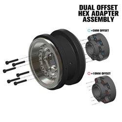 Black Rhino Armory Gunmetal 2.9" Aluminum Dual Offset (+5/+10) Wheels for Axial SCX6