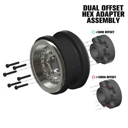 Black Rhino Armory Gunmetal 2.9" Aluminum Dual Offset (+5/+10) Wheels for Axial SCX6
